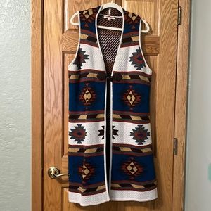 Southwestern Patterned Sleeveless Sweater Vest